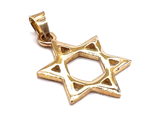 14K Yellow Gold Thick Star of David Necklace